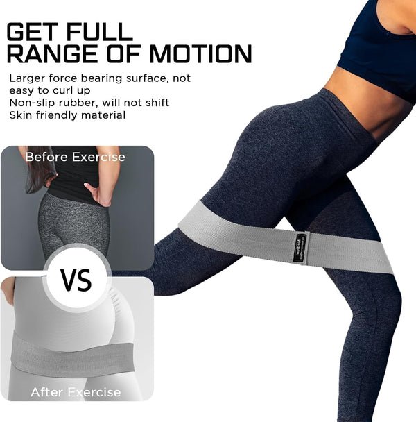 12 Pcs Fabric Resistance Bands for Working Out Non-Slip Booty Exercise Loop Bands for Women Men Glutes Hip Thigh Butt Yoga Pilates Fitness Gym,