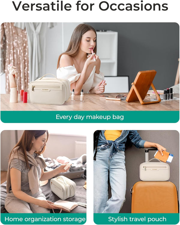 BAGSMART Travel Makeup Bag, Make up Bag with Multiple Compartments for Organizer, Durable & Compact Cosmetic Organizer for Women for Travel