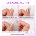 Gelike EC Gel Nail Glue for Press Ons: 6 in 1 Strong UV Nail Glue for Nail Tips and Acrylic Nail - Long Lasting 28 Days Hold Quick UV Cure - Hema
