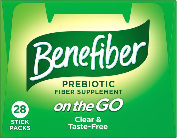 Benefiber On the Go Prebiotic GLP-1 Friendly Fiber Supplement Powder for Digestive Health, Daily Fiber, Unflavored - 28 Sticks (3.92 Ounces) 28