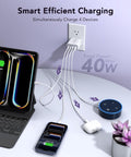 40W USB C Charger Block, 2-Pack 4-Port Type C Fast Charging Brick Dual PD&QC Wall Plug Adapter Compatible for Iphone 16/15/15 Pro/ 15 Pro