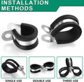 OURU 20pcs 5/8 Inch Stainless Steel Cable Clamps,Rubber Coated Cushioned Insulated Cable Clamp,Automotive Cable Wire Clamps,Pipe Clamps,Metal