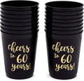 Sparkle and Bash 30th Birthday Cups & Plastic Tumblers - 16 Pack, 16 Oz, Black, Cheers To 30 Years - Party Favors & Wedding Anniversary Celebrations