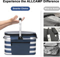ALLCAMP Picnic Basket - Insulated Cooler, Thickening Foldable Picnic Basket with Removable Baskets & Sewn-in Frame, Basket for House Warming Gifts