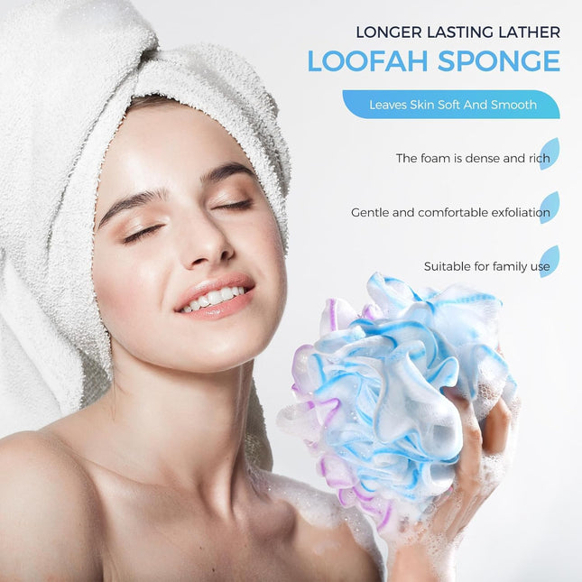 Bath Shower Loofah Sponge 60G Bath Mesh Pouf Shower Ball Body Scrubber Exfoliati
