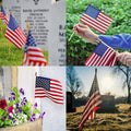 Small American Flags on Stick 5x8 Inch/12 Pack - Mini Ameirican Flags/Handheld American Wooden Stick Flag with Safe Spear Top for July 4th
