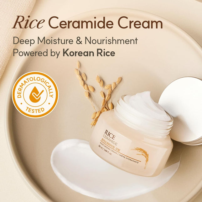 The Face Shop Rice Ceramide Moisturizing Cream - Rice Extract + Rice Bran Oil - 