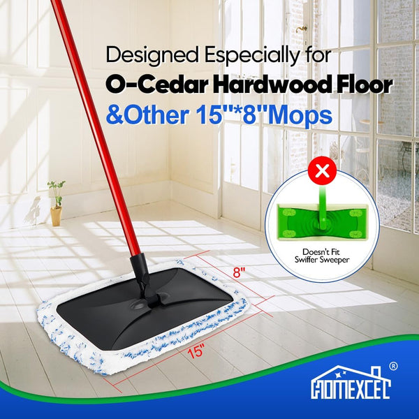 HOMEXCEL Reusable Microfiber Mop Pads Compatible with O-Cedar Hardwood Floor'N More Microfiber Mop-Mop Head Pads Refills for Wet and Dry Use-2 Pack