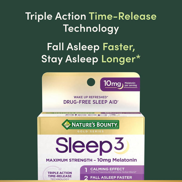 Nature's Bounty Sleep3 Melatonin 10mg, 60 Tri-Layered Tablets 60 Count (Pack of 1)