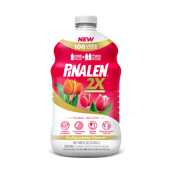 PINALEN 2X Max Aromas Concentrated Multipurpose Cleaner - Floral Delight Scent - 108 fl oz - All Purpose Cleaner for Kitchen, Bathroom, Floors &