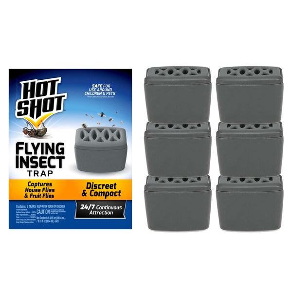 Hot Shot Flying Insect Trap, Discreet, Trap Attracts, Captures and Kills House Flies and Fruit Flies, 24/7 Continuous Attraction, No Plug-In or