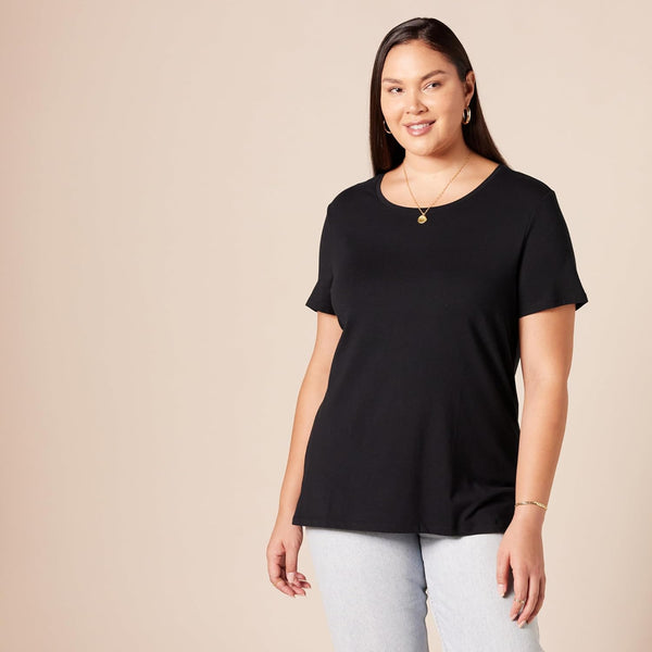 Amazon Essentials Women's Regular-Fit Short-Sleeve Crewneck T-Shirt, Multipacks Crew Neck Pack of 2 Medium Black