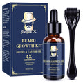 Jurgen K Beard Growth Kit, Upgraded Beard Growth Oil (2Oz) w/Biotin & Castor Oil, Beard Massager for Patchy/Spot Beard, Beard Kit for Men's Daily