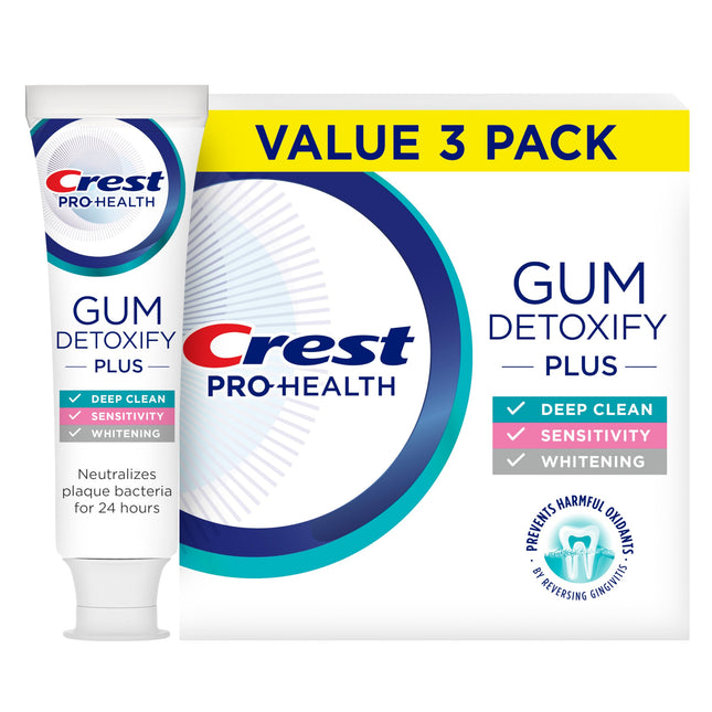 Crest Pro-Health Gum Detoxify plus Toothpaste 4.5 Oz Pack of 3 - Antibacterial F