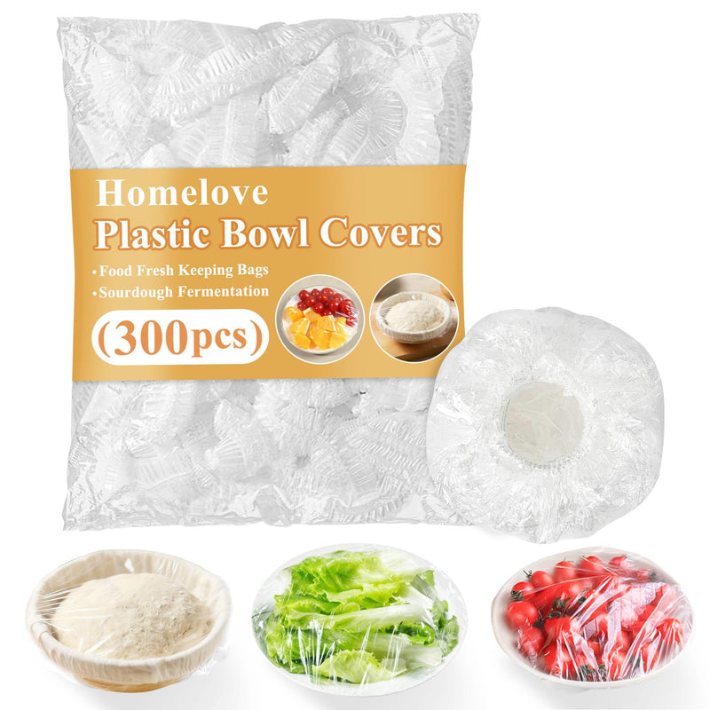 Homelove 300pcs Bowl Covers Bread Proofing - Plastic Wrap for Food Sourdough Bread Baking Rising Elastic Reusable Plate Covers Outdoor Food Fresh