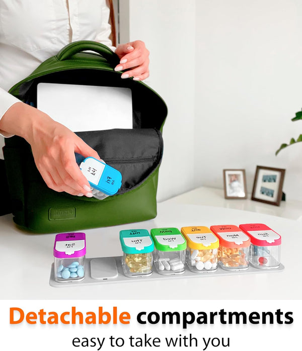 Extra Large Pill Organizer – Weekly Pill Box 7 Day AM PM for Big Vitamins & Supplements, Large Capacity Medication Dispenser with 7 Detachable