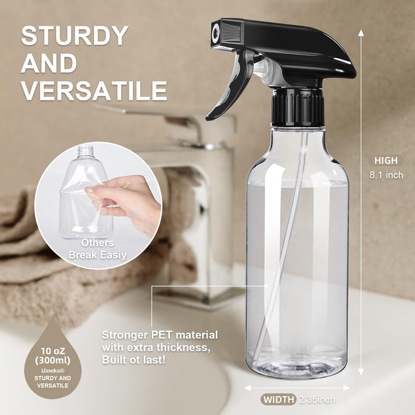 Spray Bottles 2-Pack, 10 Oz, Mist & Stream, Heavy Duty Spraying Empty Water Sprayer Bottle, BPA Free Plastic Refillable Containers for Cleaning