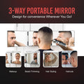 Self-Cut System 3-Way Mirror for Self Hair Cutting - Portable Trifold Mirror with Retractable Hooks, Impact-Resistant Glass, Fold Flat Design,