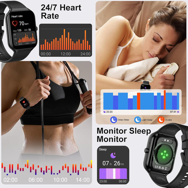 Smart Watch for Men Women, 1.96"HD Smartwatch (Answer/Make Call) with Heart Rate/Sleep Monitor/Spo2/Pedometer, 2025 New Fitness Watch 113+ Sport
