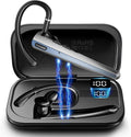 Bluetooth Headset with Microphone, Wireless Earpiece with Charging Case for Cellphones, PC, Single Ear Headset with Mute for Trucker Driver,