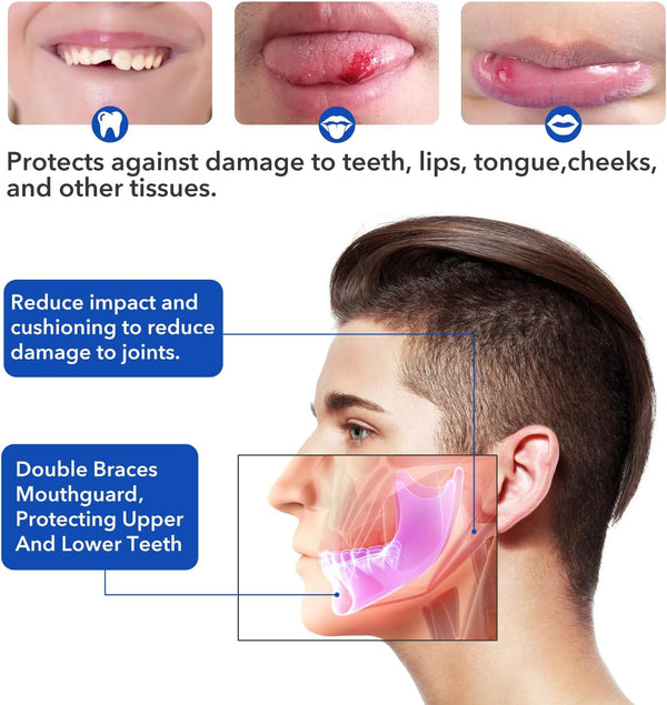 Mouth Guard Sports Youth Adult,Mouth Guard for Braces Soft,No Boiling Blue/Strapless