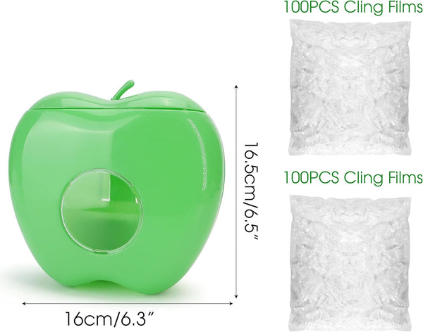 Plastic Wrap Storage Box with 200Pcs Disposable Cling Film Food Cover, Reusable Wall-Mounted Punch-Free Dispenser for Elastic Sleeve Bag,