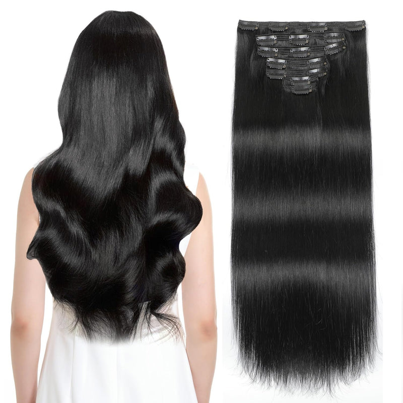 Sisily Clip in Hair Extensions Real Human Hair, 16 Inch 140G, Chocolate Brown, 100% Brazilian Remy Human Hair Clip in Extensions Soft Straight