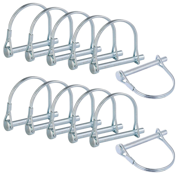 12-Count 1/4 Inch Heavy Duty Zinc-Plated Carbon Steel Spring Locking Pins for Farm Trailers Lawn Garden 1/4 Round-12pcs