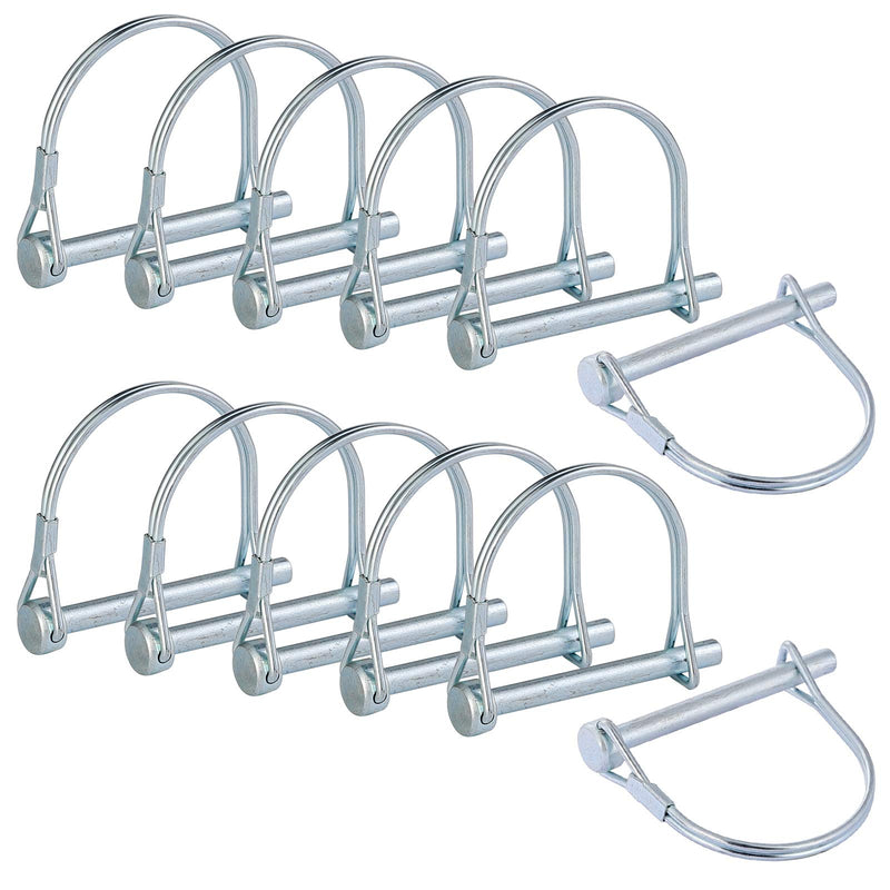 12-Count 1/4 Inch Heavy Duty Zinc-Plated Carbon Steel Spring Locking Pins for Farm Trailers Lawn Garden 1/4 Round-12pcs