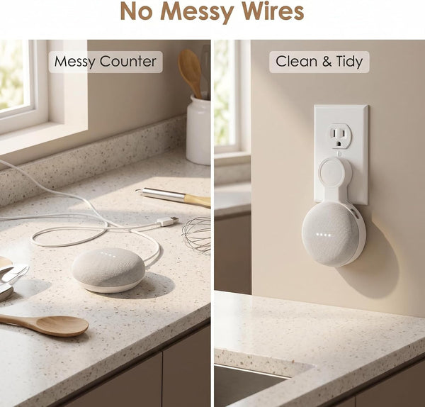 Wall Mount for Google Home Mini & Google Nest Mini, Cord Management | Hides Cords, Clears Counter Space, No-Drill Easy Installation 1 Pack