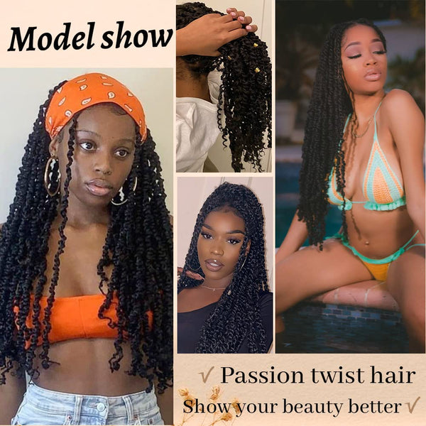 8 Packs Passion Twist Crochet Hair 12 Inch Bohemian Curly Braids Water Wave Hair for Passion Twist Braiding Hair Synthetic Fiber Hair Extensions