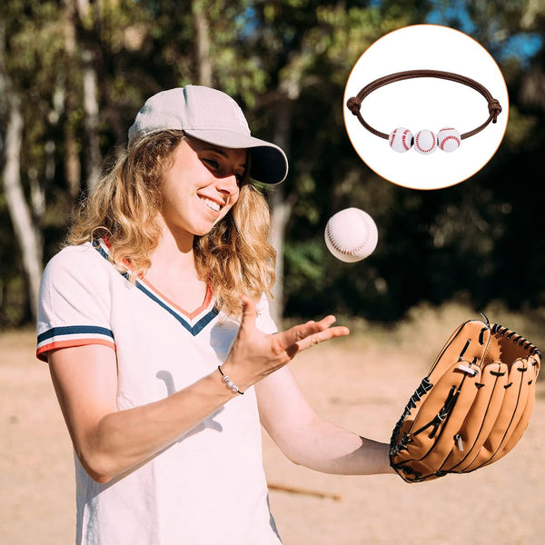 12Pcs Baseball Charm Bracelets - Baseball Party Favors & Gifts for Teen Women Men - Adjustable Wristbands - Sport Bracelet for Birthday Party,