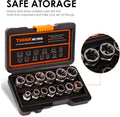 14-Piece Bolt Extractor Kit, 3/8" Drive Impact Bolt & Nut Remover Set | for Damaged, Rusted, Rounded-Off, Stripped Fasteners, 8-19mm, Cr-Mo Steel,