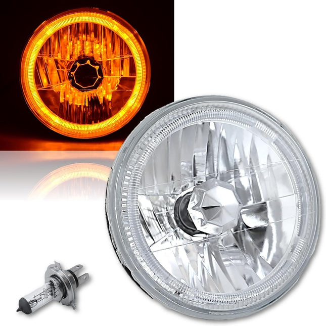 OCTANE LIGHTING 7" H6024 / 6014 Halogen Amber Led Halo Ring H4 Light Bulb Angel Eye Headlight