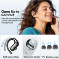 kurdene Wireless Earbuds Bluetooth Headphones with Secure Earhooks 60Hrs Black
