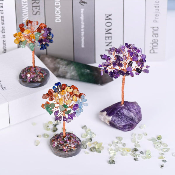 Amethyst Crystal Tree of Life,Money Tree Decorations,Crystals and Healing Stones,Reiki Positive Energy Gemstones,Purple Room Office Desk Feng Shui