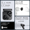 CMF Buds 2A Wireless Earbuds Active Noise Cancelling 42Db Hybrid ANC Bluetooth Headphones, 12.4Mm Dynamic Driver for Big Bass, 4 Mics Clear Calls,