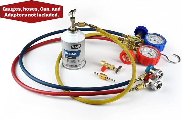Lu-Hawk R134A Adapter Kit, Self-Seal & Puncture Can Taps, Core Tool Lu-Hawk R134A Self-Sealing, and Single Puncture Can Taps, with Valve Core