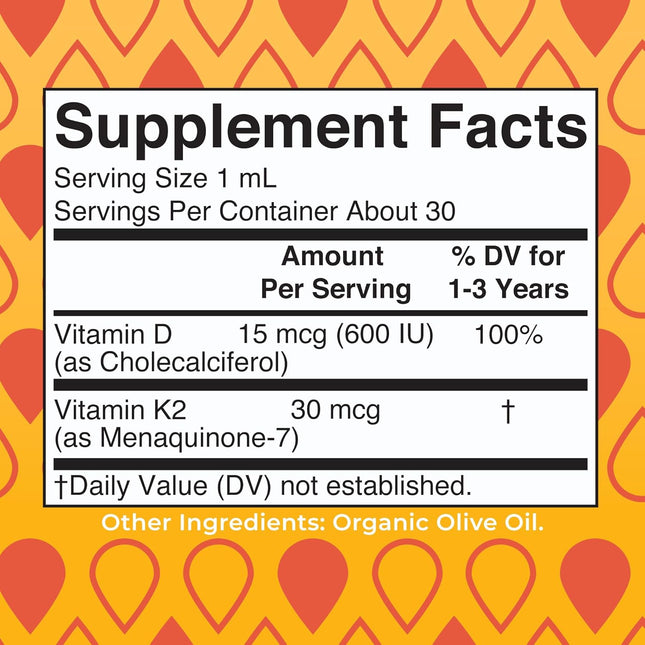Maryruth Organics Vitamin D3 | Vitamin K2 | Vitamin D3 K2 Drops | K2 D3 Vitamin 