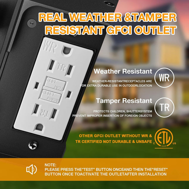 Porch Lights with Outlet, Dusk to Dawn Outdoor Light with Built-In GFCI Outlet, 