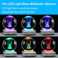 Ornalrist 3D Guardian Angel Figurines K9 Crystal Ball with Silver LED Base Memorial Angel Gifts for Friends Women Glass Decor for Home (3.15 in.)