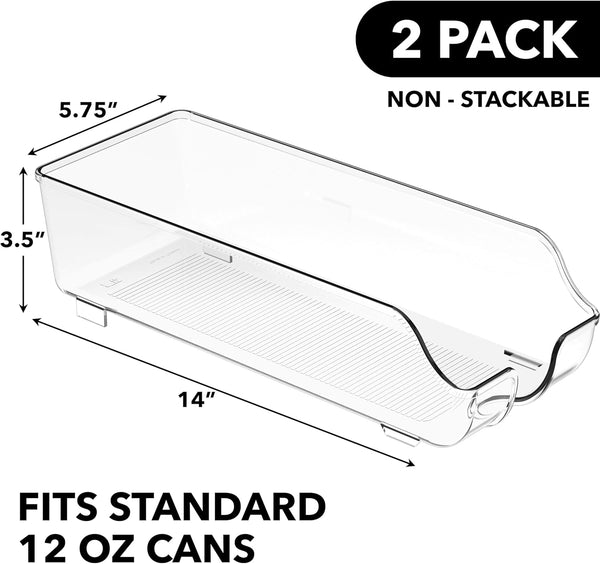 Simple Houseware Soda Can Organizer for Pantry / Refrigerator, Clear, Set of 2