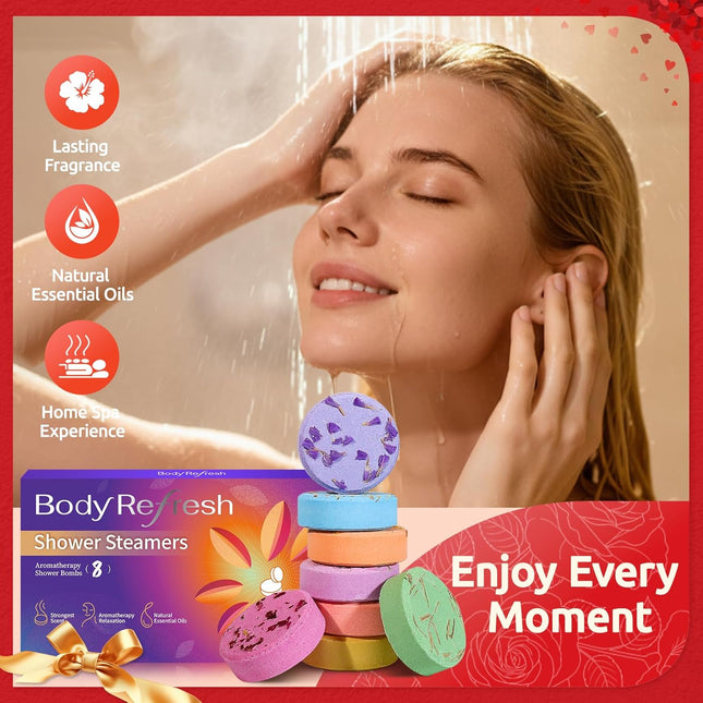 Shower Steamers Aromatherapy - 8 Pack Shower Bombs with Natural Essential Oils, 