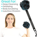 Vive Loofah Sponge Replacement (4 Pk) Shower & Bath Pouf Scrubber for Back & Body Exfoliation, Works with Vive Interchangeable Loofa Handle Long