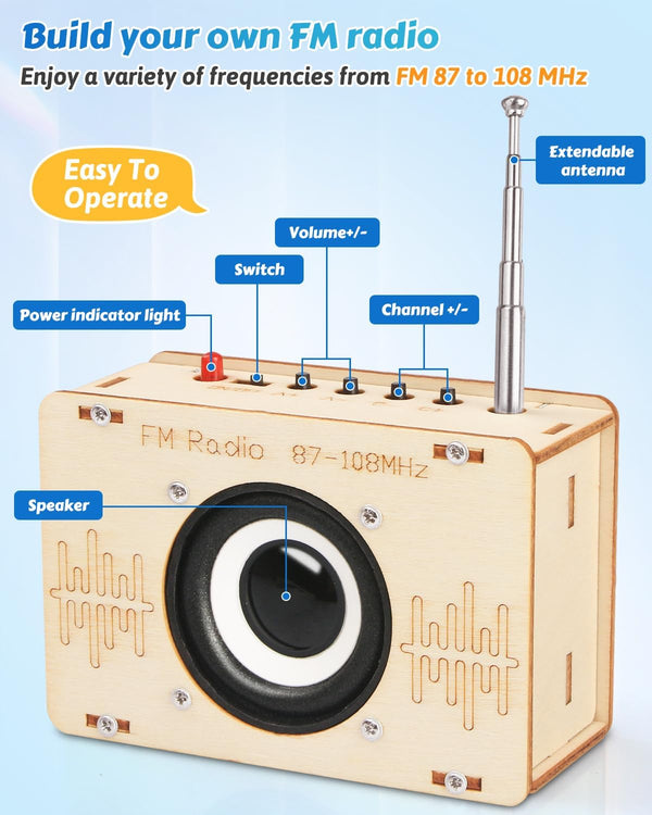 Poraxy Science Kits for Kids Age 8-12 12-14, STEM Kits 8-10, Build Your Own FM Radio Kit, Electronic Circuits DIY Experiment Engineering Building