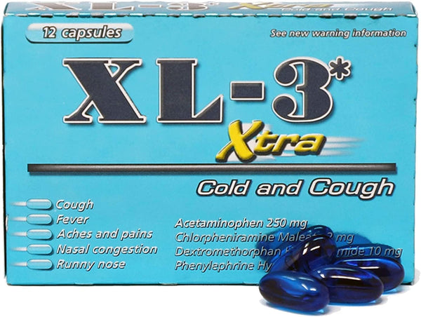 XL-3 Xtra Cold & Cough Capsules - Fast-Acting Relief - 2 Packs, 12 Count 12 Count (Pack of 2)