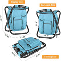 Kikerike Backpack Stool Cooler Chair Heavy Duty 400 LBS Max Load Portable Lightweight Folding Fishing Cooler for Camping Hunting Fishing - Sky Blue