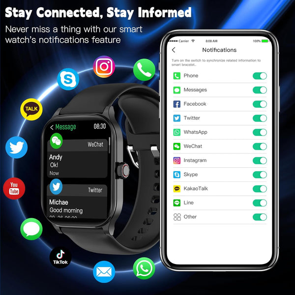 Smart Watch for Women Men(Answer/Make Call), Smartwatches with Heart Rate/SpO2/Sleep/Stress Monitor, IP68 Waterproof Activity Tracker for Android