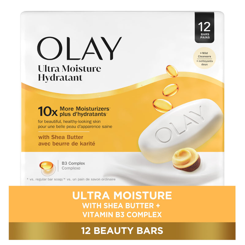 Olay Beauty Bar, Ultra Moisture,10X More Moisturizers, Nourishing Conditioners, Smooth & Gentle on Skin, Vitamin B3 Complex, for All Skin Types,