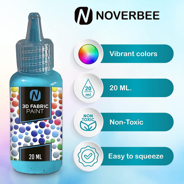 Novarbee- Fabric Paint, 12 Colors Puff Paint, 0.67 Oz, Fabric Paint For Clothes, 3d Puff Pens, Puff Paint For Crafts, Canvas, Glass, Clothing,